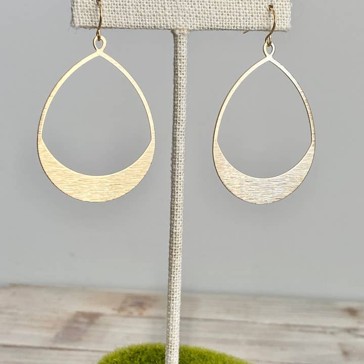 Julie Ellyn Designs - Wholesale Dangle Earrings - Brushed Brass Open Teardrop Earrings1