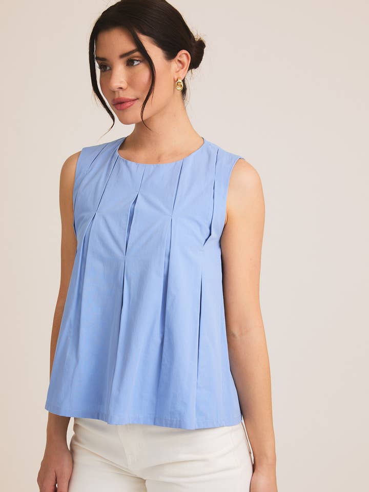 ROUND NECK SLEEVELESS PLEATED TOP for wholesale by GILLI