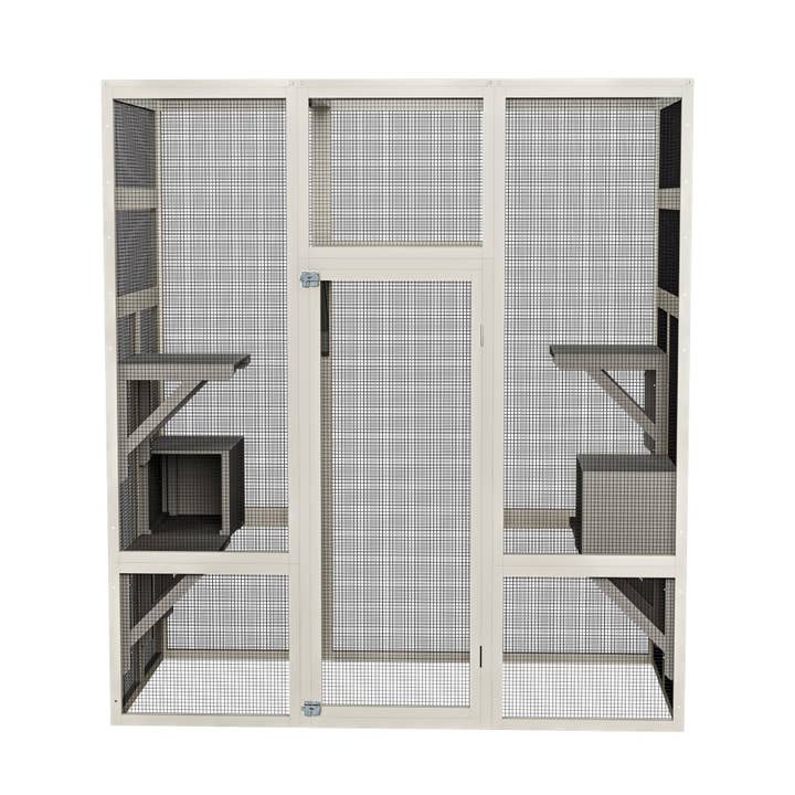 39F Inc. - Wholesale Pet Play Tunnel - Dog - 62.6in Large Outdoor Wooden Catio with Platforms & Boxes7