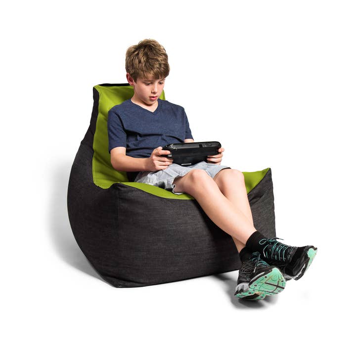 LuvU - Wholesale Chair - Jaxx Pixel Gamer Bean Bag Chair, Premium Vinyl / Dark Denim78
