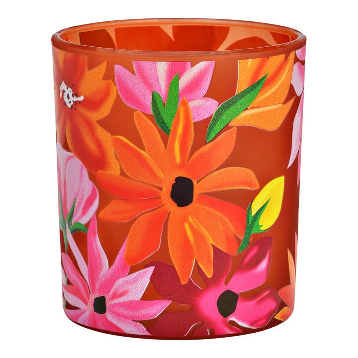 Vas med blomdekor i glas, röd (B/H/D) 9x10x9cm för wholesale av Wurm