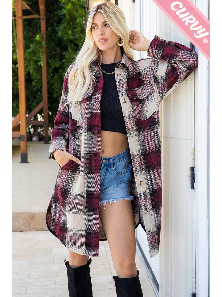 Sweet Lovely by Jen - Wholesale Shirt Jacket/Shacket - Women's - PLUS SIZE SHACKET /PLAID COAT33