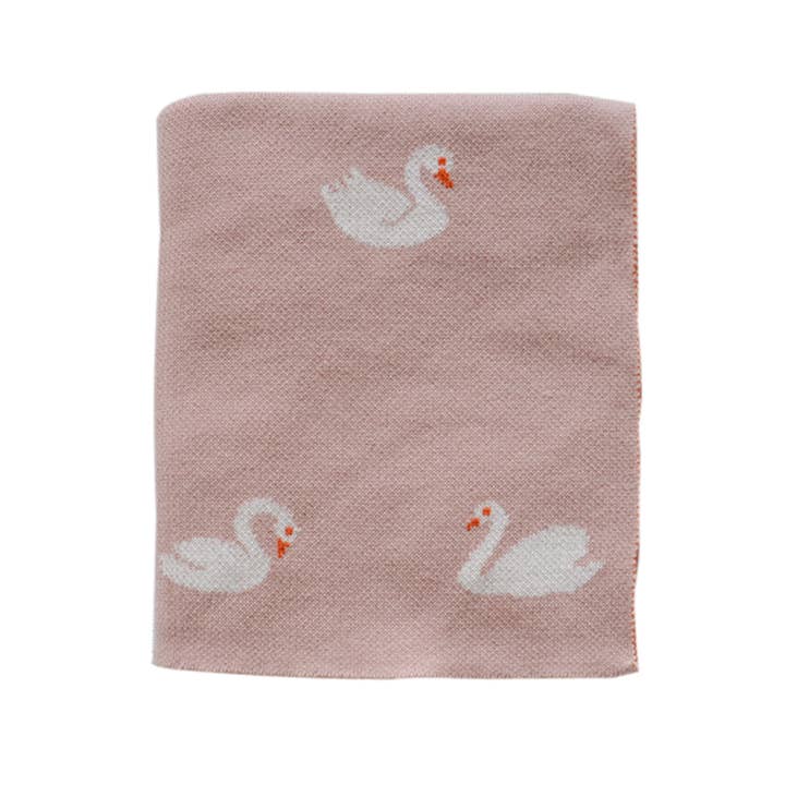 Darzzi – Engroshandel Sengetæppe - Børn og baby – Swan Bomuld Strik Baby Blanket3
