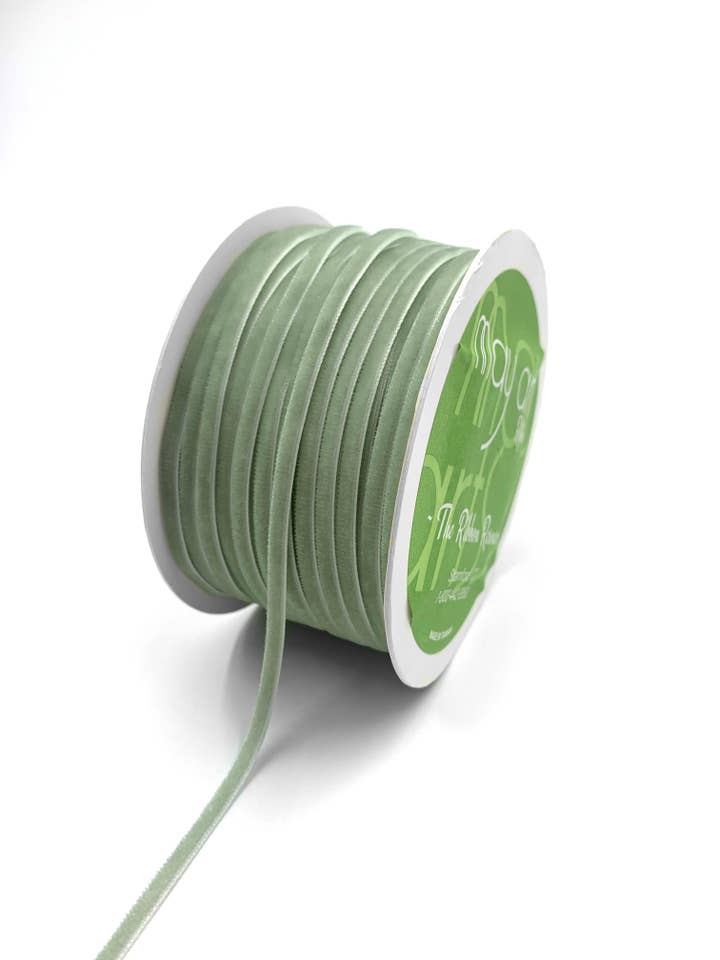 1/8" Jadeite Green Velvet Cord String for wholesale by May Arts Ribbon