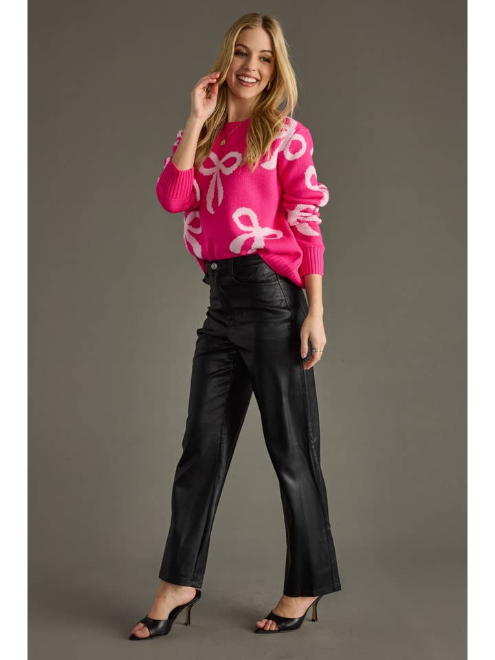 Panache Apparel Co. - Wholesale Knit Sweater - Women's - Pink & Lt. Pink Bow Sweater3