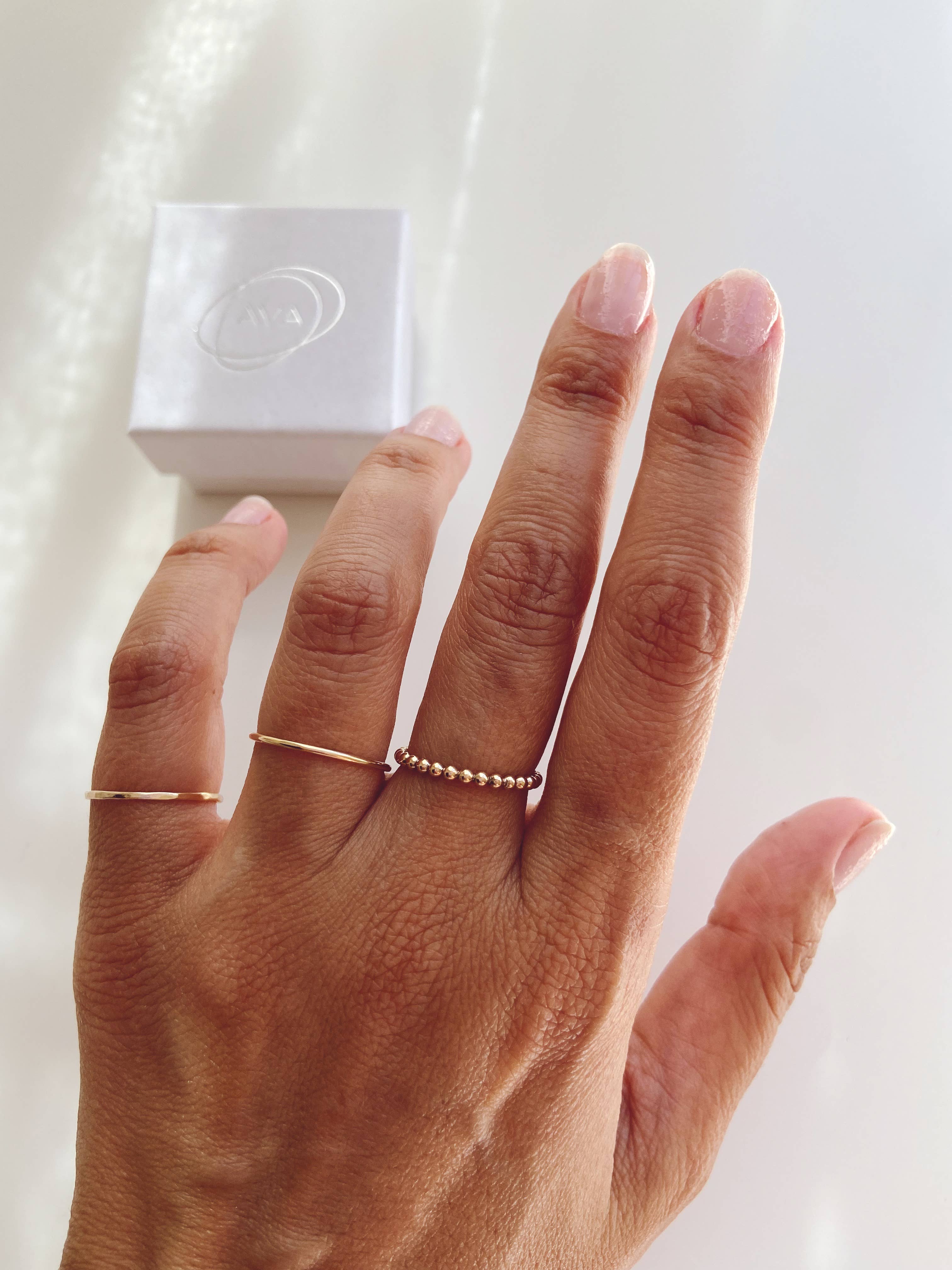 AVA Handmade Jewelry - Wholesale Band/Stacked Ring - Stacking 3 rings set, stackable, beaded, hammered ,thin14