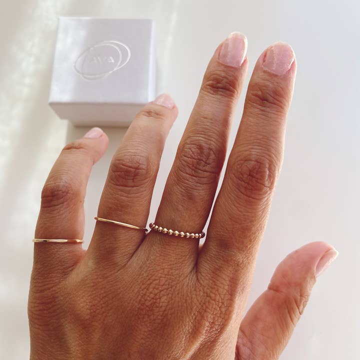 AVA Handmade Jewelry - Wholesale Band/Stacked Ring - Stacking 3 rings set, stackable, beaded, hammered ,thin14