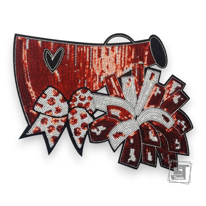 Red Sequin Cheer Megaphone....Patches Only for wholesale on Faire0