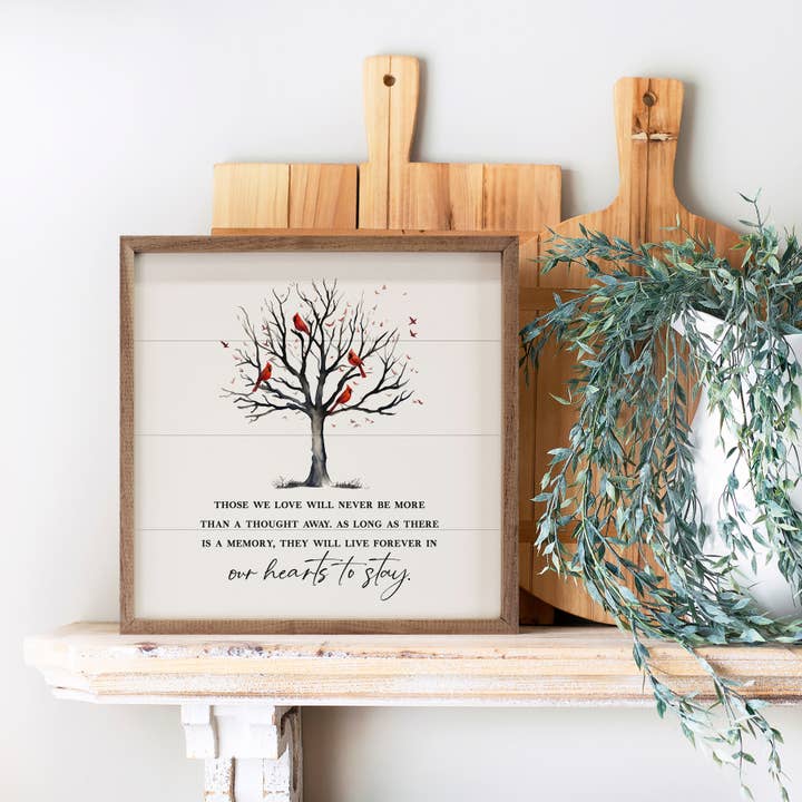 Kendrick Home - Wholesale Sign - Our Hearts To Stay Cardinal Tree White