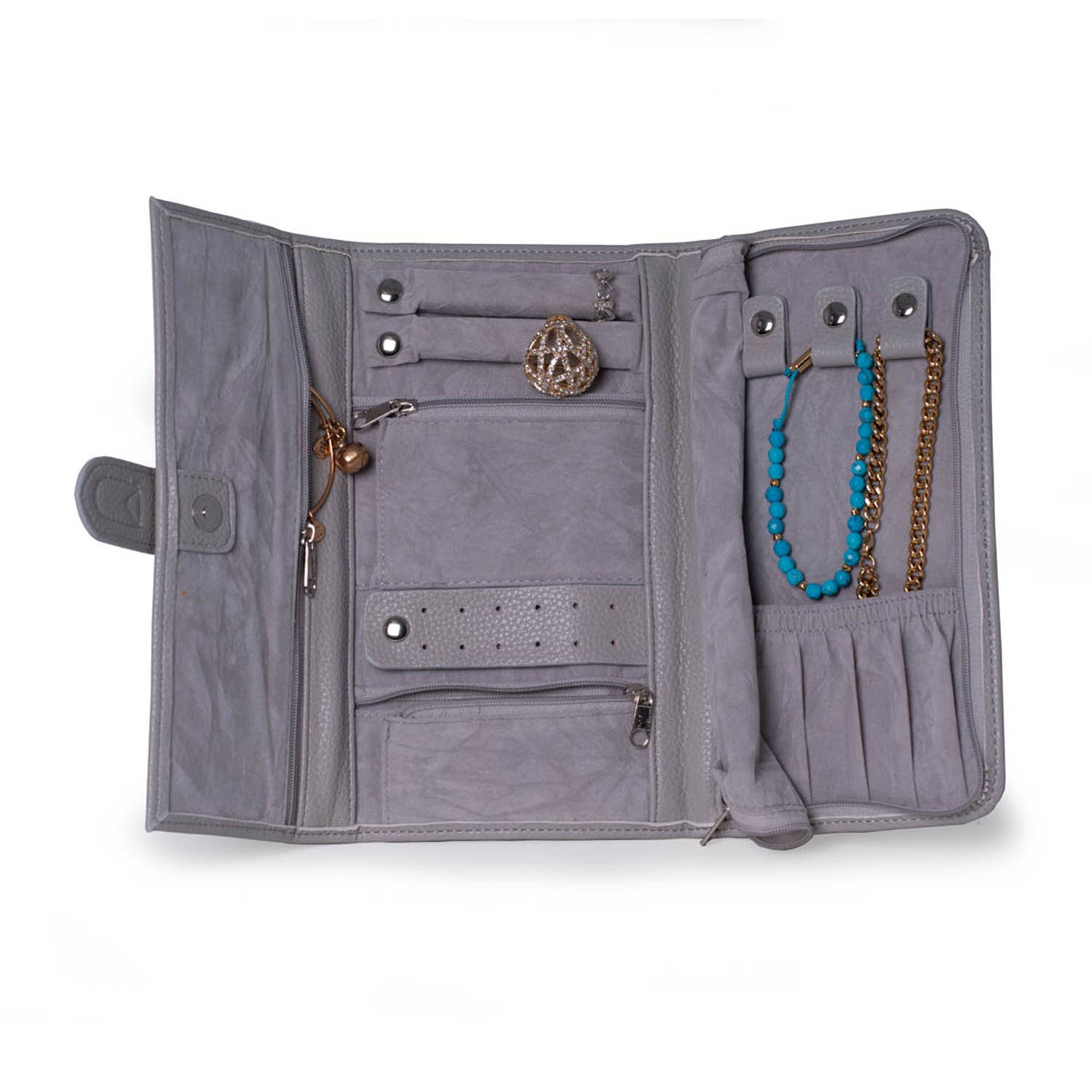 BeyBerk International - Wholesale Jewelry Box/Organizer - Hayley Jewelry Clutch - Gray0
