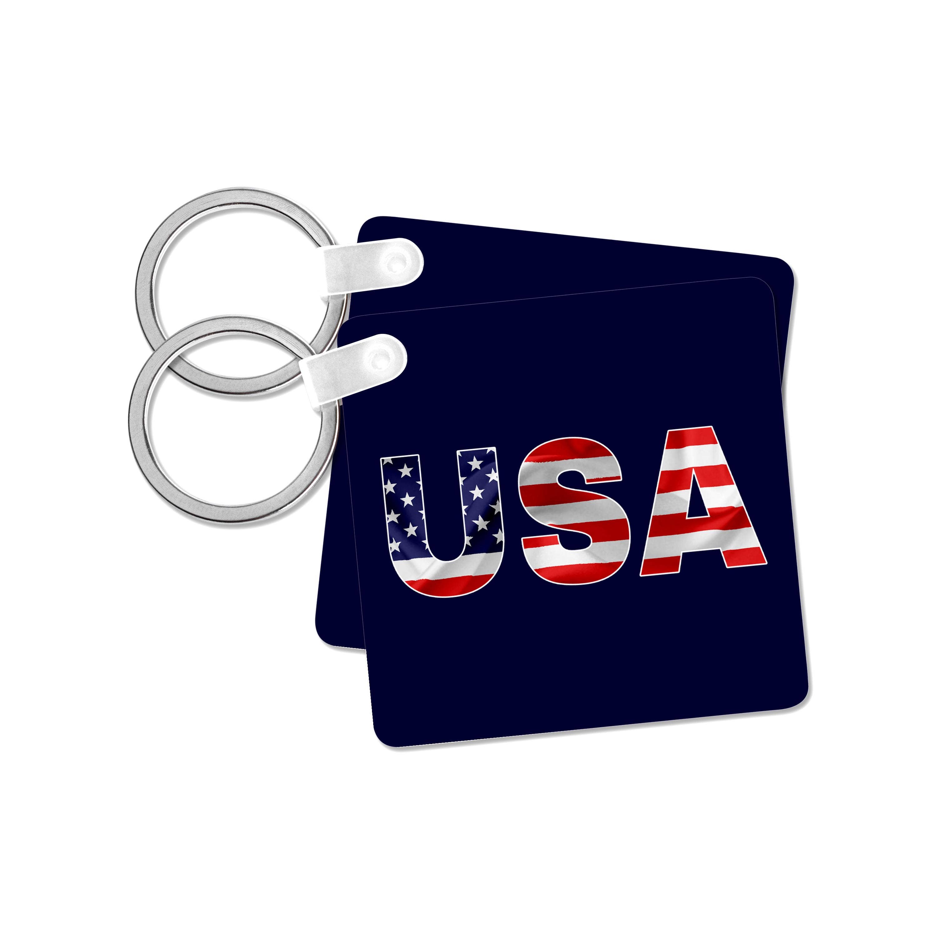 3dRose – wholesale Keychain – Unisex – 3dRose, USA text, the American Flag over the letters. Blue background, Key Chain7