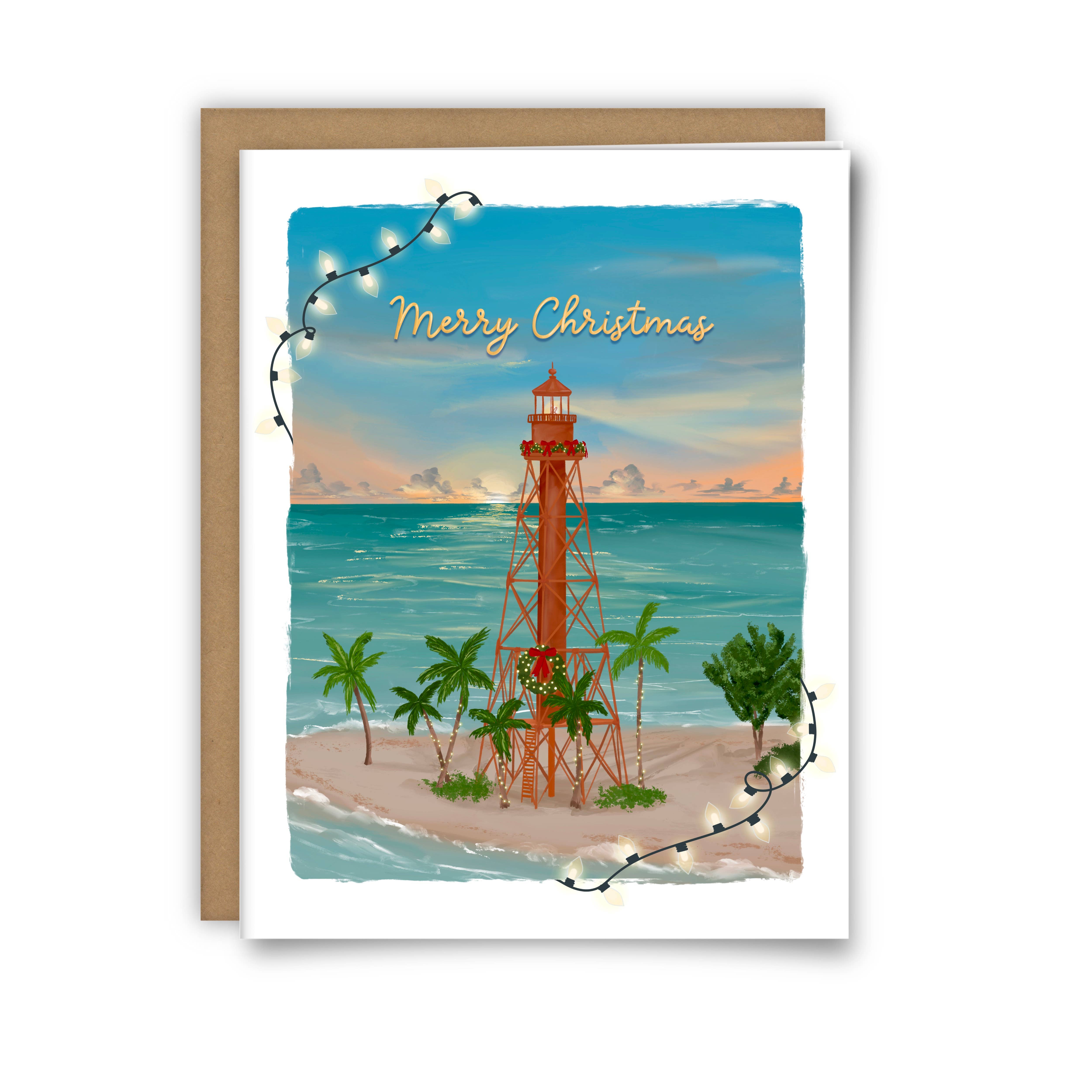 25 Sweetpeas - Wholesale Christmas Card - Sanibel Island Lighthouse Christmas Card1