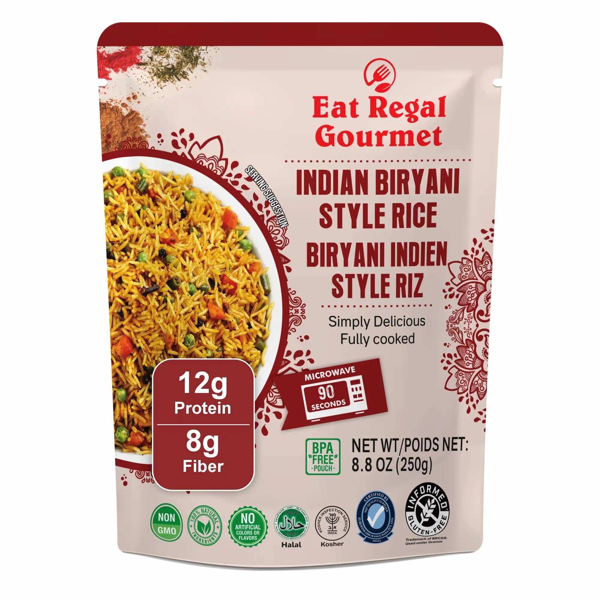 Regal Kitchen Foods - Wholesale Rice - Indian Biryani Style Rice, 8.8oz, Pack of 60
