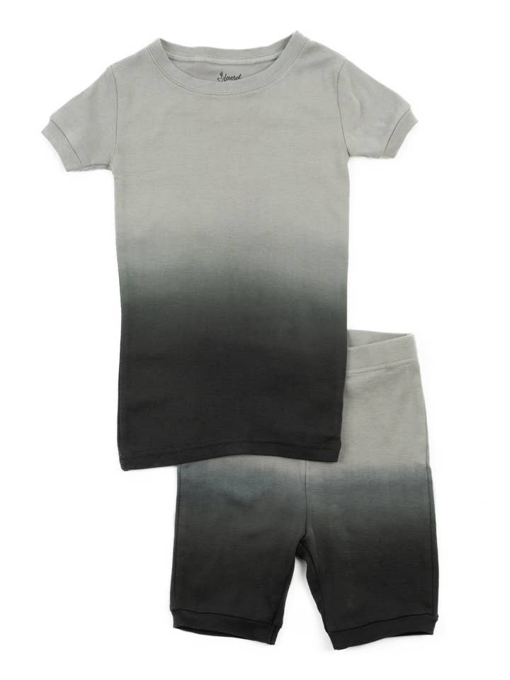 Barn Tvådelad bomull kort pyjamas grå slipsfärg för wholesale av Leveret Pajamas