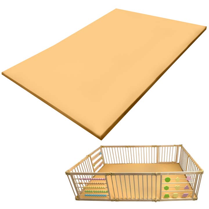 ZETY Compatible Baby Play Mat - PU Leather Waterproof - 1.5" Thick Beige- 10 Panel for wholesale by TYZE