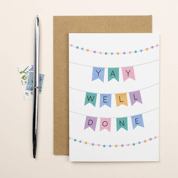 Yay Well Done Card for wholesale by Elizabeth Mugridge
