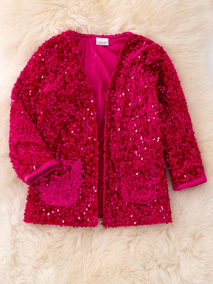 Kids Charm Online - Vente Cardigan – enfant - Cardigan à sequins fuchsia avec poches. TPG41225 NAY0