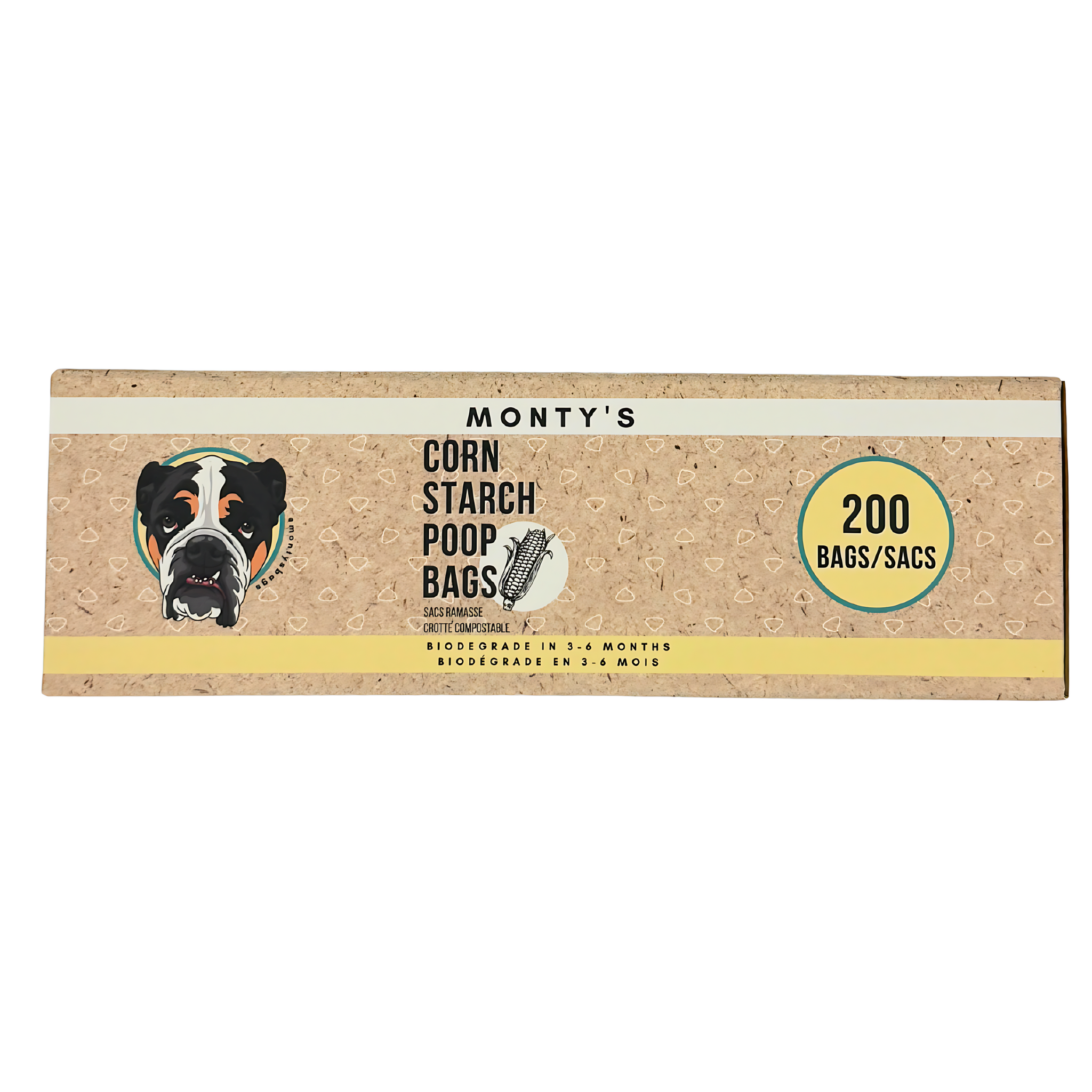 Monty's Bags – wholesale Pet poo bag – Tear & Go Compostable Dog Poop Bags -  200 ct - 8 x 13" Size3
