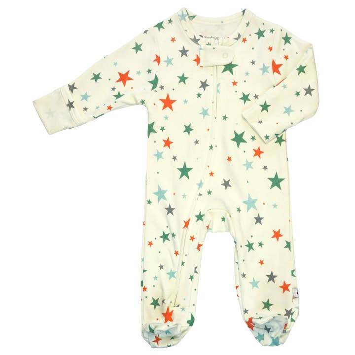 Star Zipper Footie for wholesale by babysoy Inc