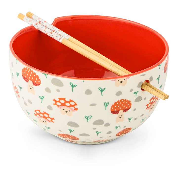 Core Home - Wholesale Bowl - 26oz Ramen Bowls w/ Chopsticks - Character Mushrooms