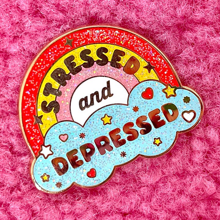 Kidnichols - Wholesale Lapel Pin/Button - Kawaii But Sad Rainbow Enamel Pin | Glitter | Anime Pin0