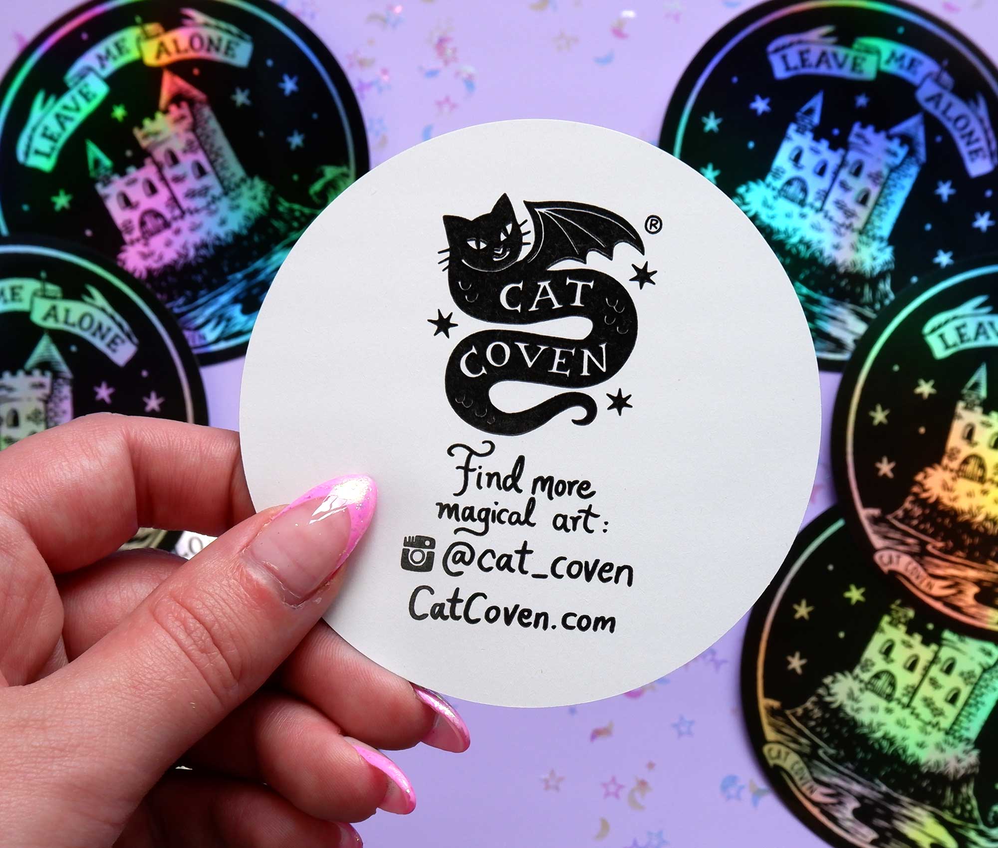 Cat Coven - Wholesale Sticker - Leave Me Alone - Holographic Sticker2
