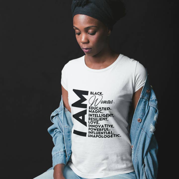 ICH BIN Schwarze Frau Affirmation T-Shirt für den Großhandel von Dukes Designs & Creations