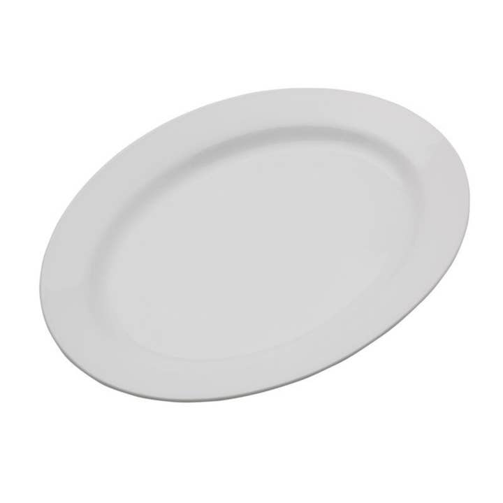 Everyday White Oval Serving Platter Brown Bx Pkg for wholesale on Faire