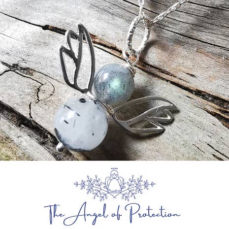 10 Anjo da Proteção - Quartzo Turmalinado e Labradorita por atacado de Rachel Peacock Crystal Healing and Jewellery