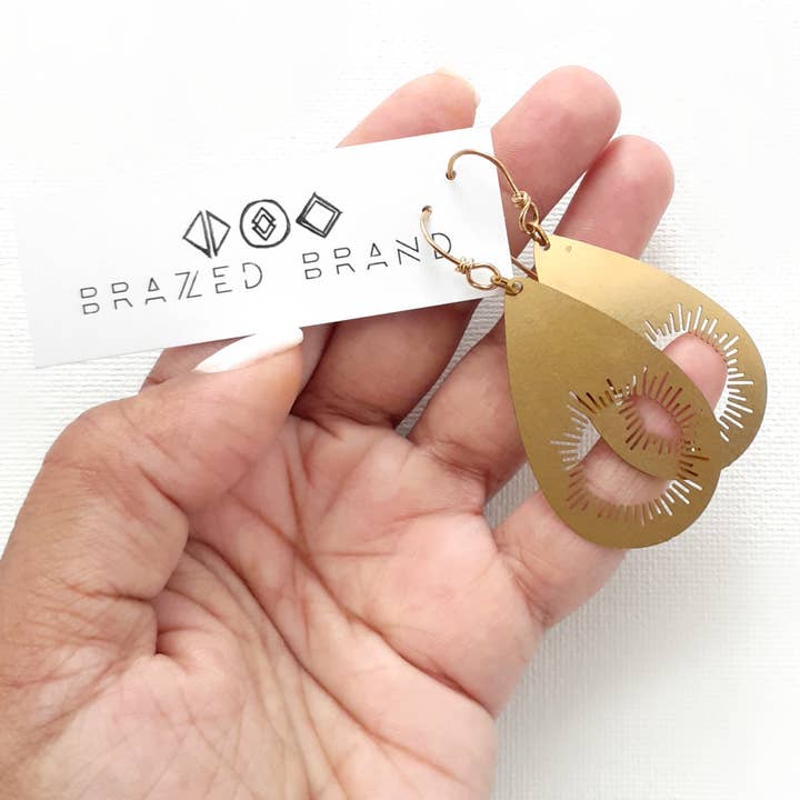 Rose and Della - Wholesale Dangle Earrings - Cutout Sunburst Brass Earrings5