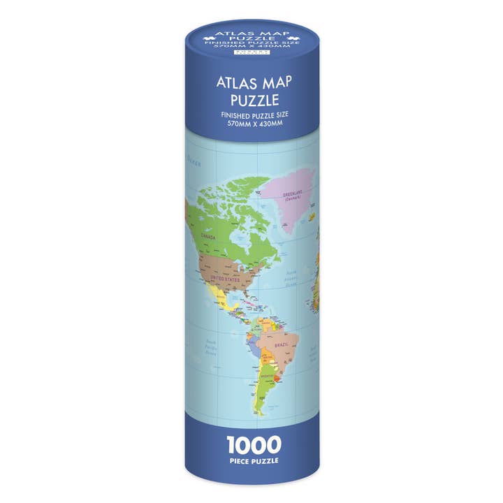 Robert Frederick Ltd – wholesale Puzzle – Child – 1000 Piece Jigsaw in a Tube - Atlas Map