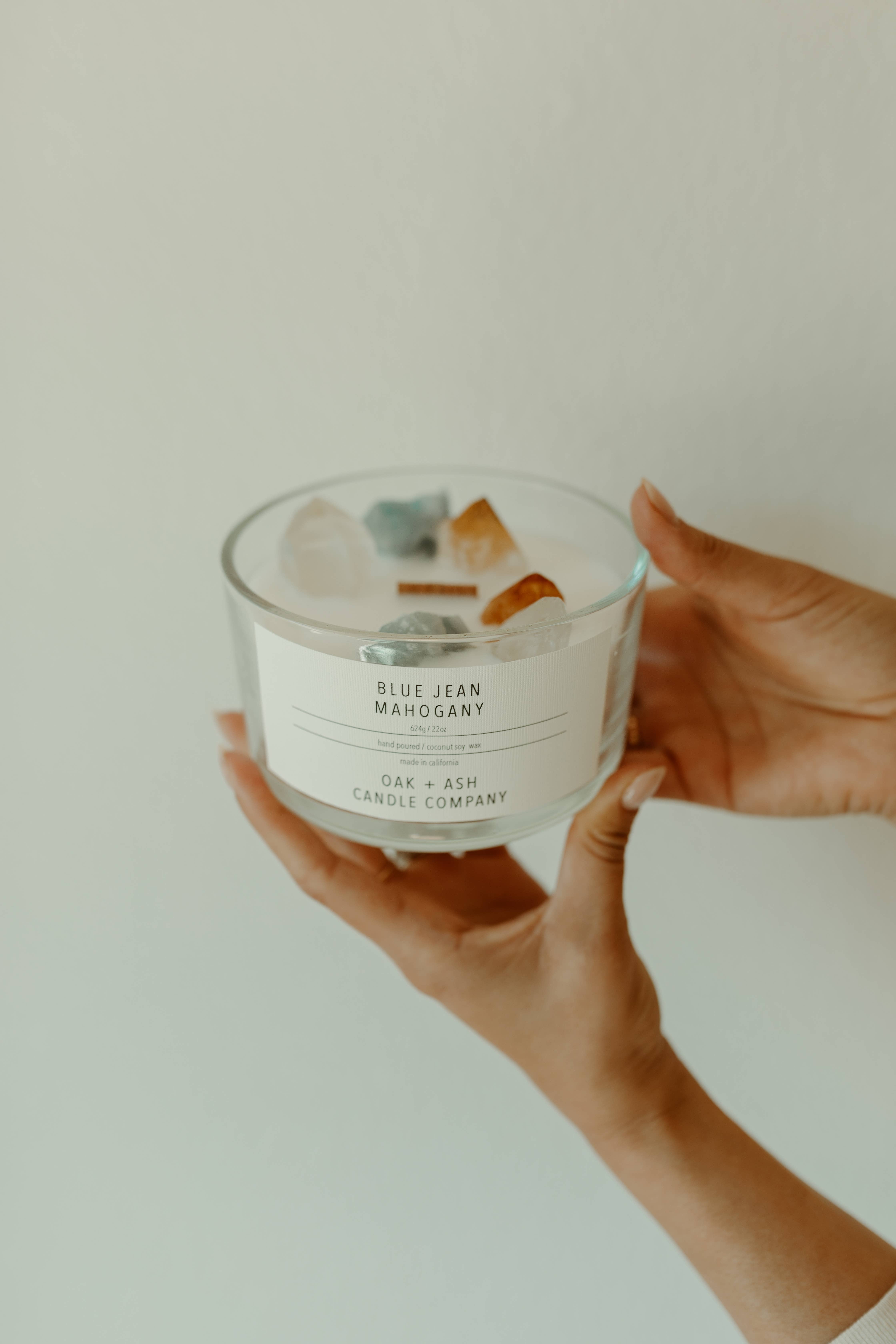 Oak and Ash Candle Company - Wholesale Jar/Filled Candle - 22oz Blue Jean Mahogany Candle