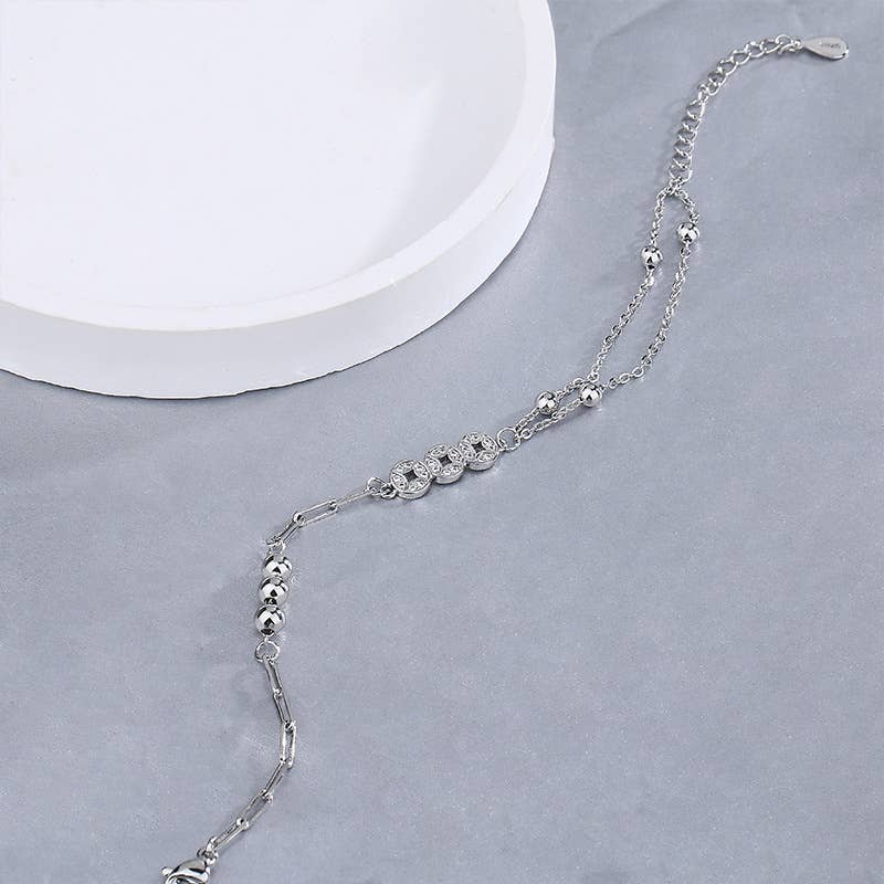 Gemscape UK - Wholesale Charm/Dangle Bracelet - Silver Coin Bracelet - Dainty, Light Weight chain style9