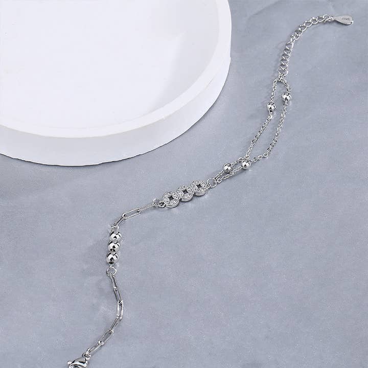 Gemscape UK - Wholesale Bedelarmbandje - Zilveren muntarmband - sierlijke, lichtgewicht kettingstijl9