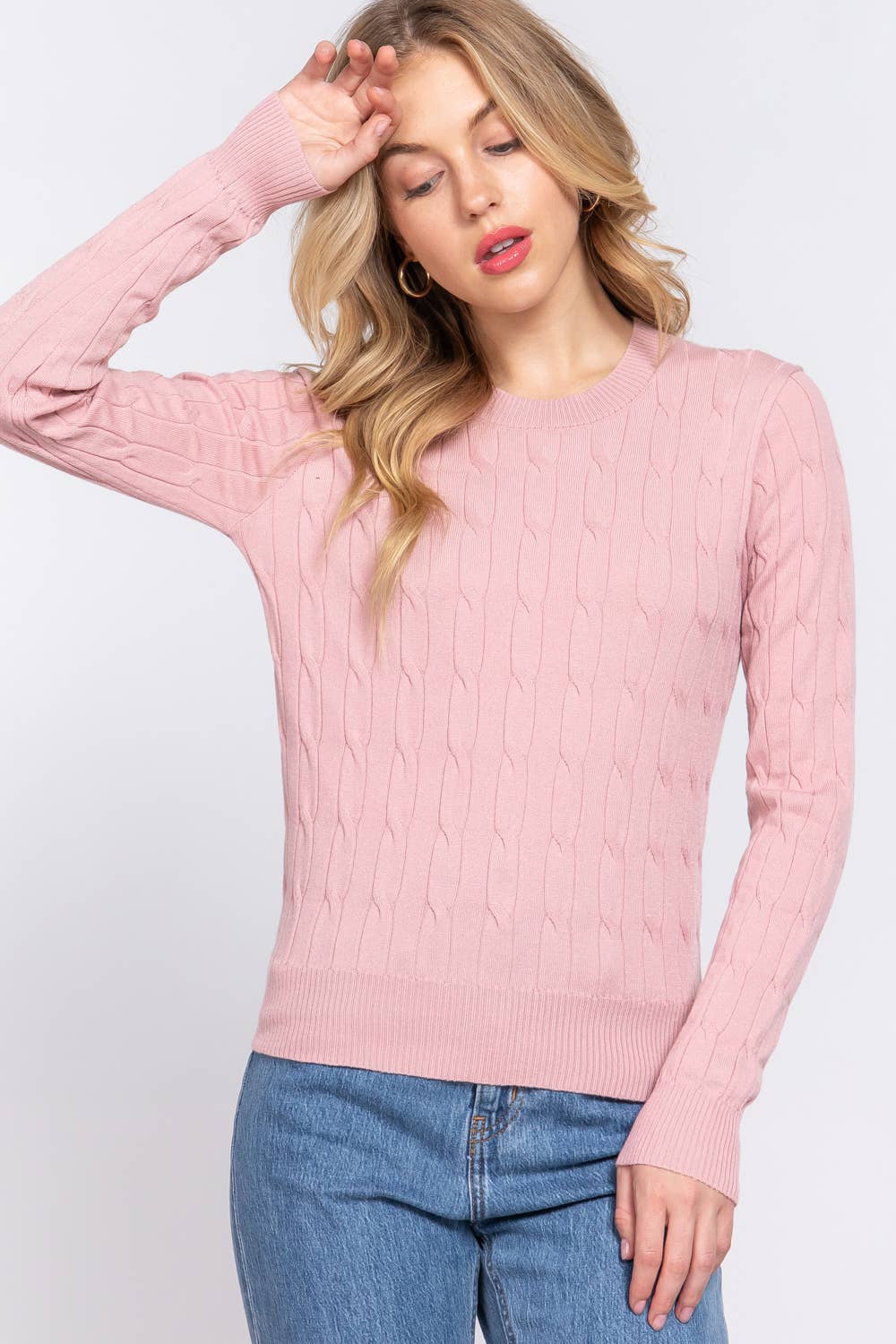 42POPS - Wholesale Pullover-trui - Dames - ... SI-24992 AANSLUITENDE LANGE KABELTRUI MET RONDE HALS9