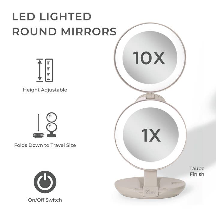 Zadro, Inc. - Wholesale Compact Mirror - Lighted Travel Mirror with Magnification & Folding-to-Compac2
