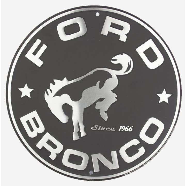 Metal Sign - Ford Bronco Circle for wholesale by Detroit Shirt Co.