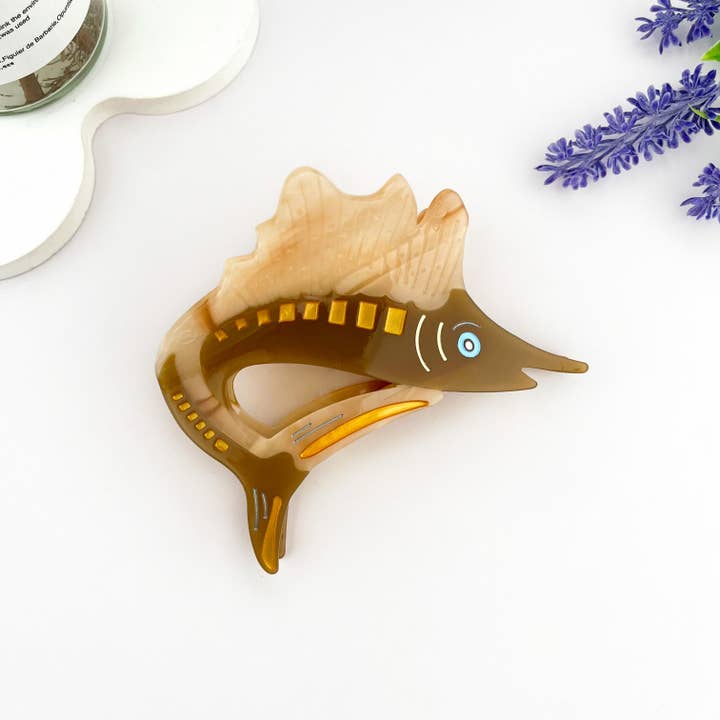 mildstyles – Engroshandel Hårspænde - Dame – Springende Garfish Acetat Hårklo Clip, Marlin Hårklemme3