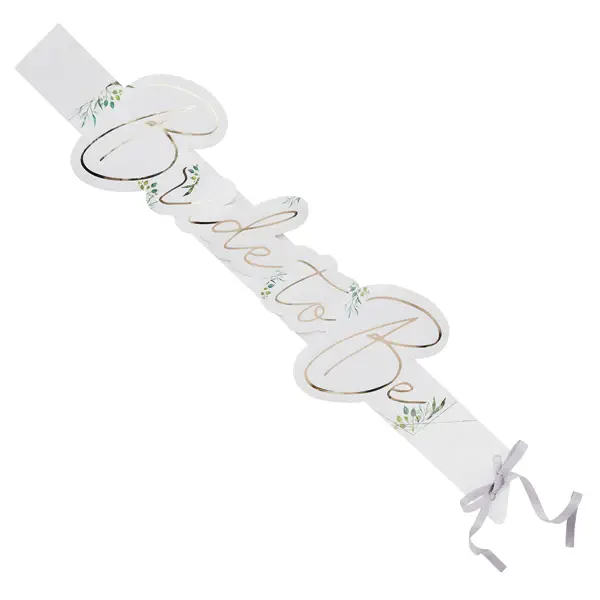 Hootyballoo by Club Green – wholesale Party sign/banner – Geometric Greenery 'Bride To Be' Sash 1 Pack2