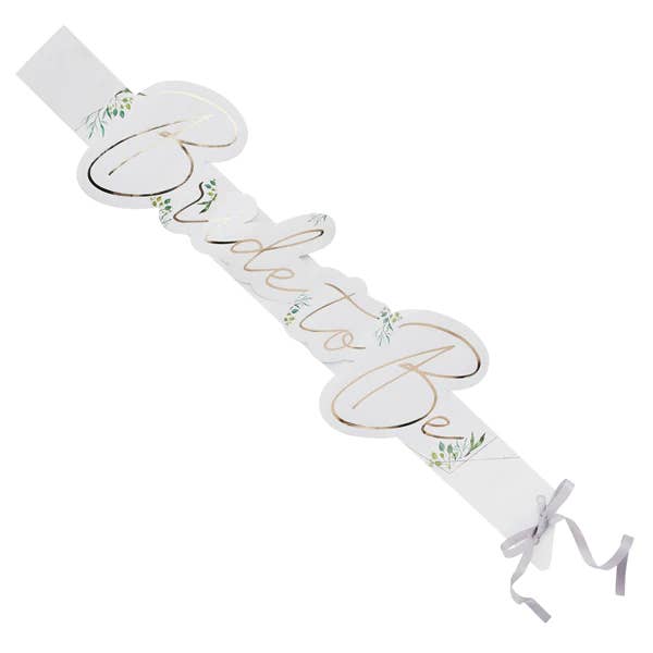 Hootyballoo by Club Green – wholesale Party sign/banner – Geometric Greenery 'Bride To Be' Sash 1 Pack2