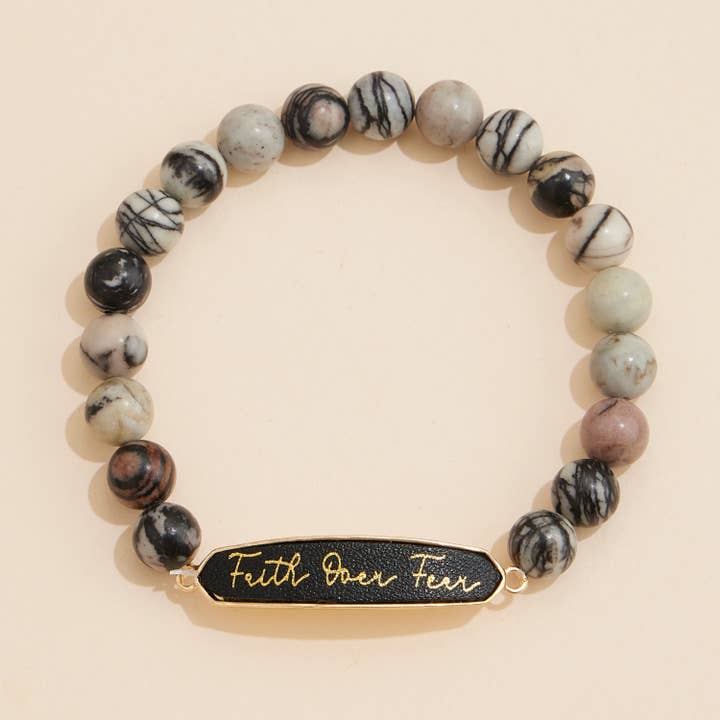 Lilla Haven - Wholesale Beaded Bracelet - Faith Over Fear Natural Stones Beaded Bracelet