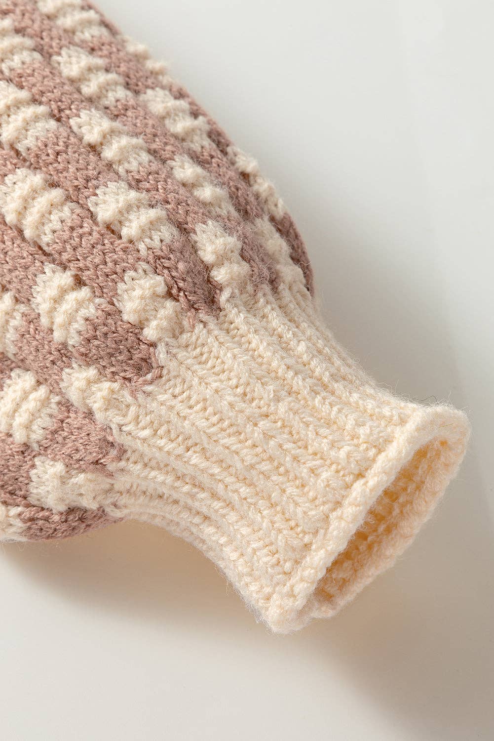 Khaki Stripe Sofia Shoulder Balloon Sleeve Sweater for wholesale on Faire8