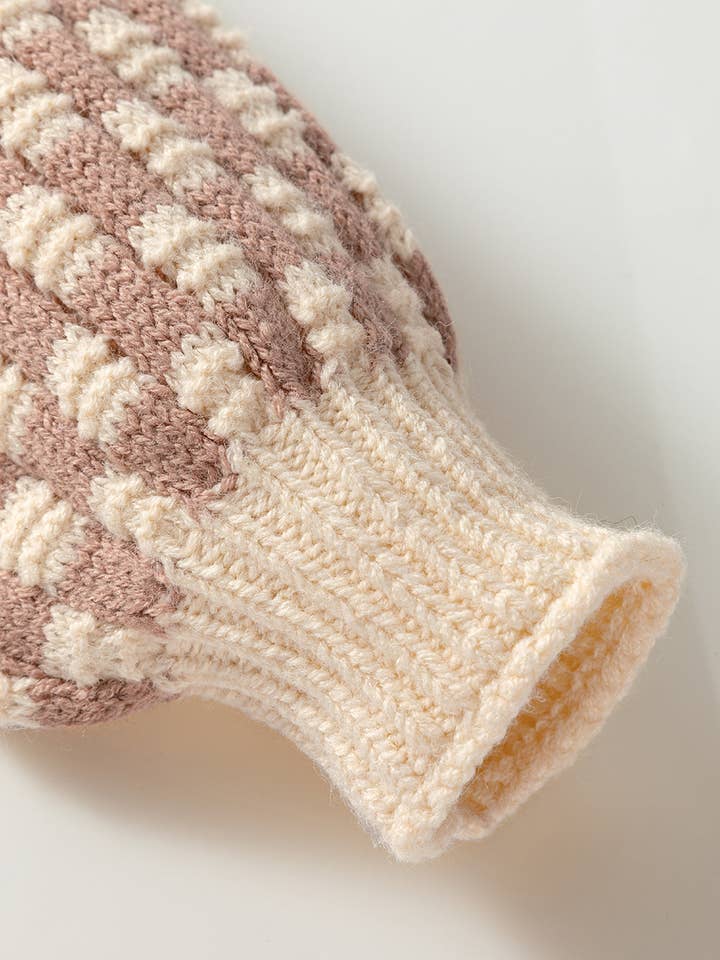 Khaki Stripe Sofia Shoulder Balloon Sleeve Sweater for wholesale on Faire8