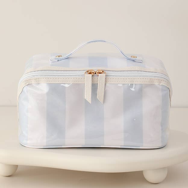 Waterproof Cosmetic Case PVC Make up Bag Seaside Stripes for wholesale by Southern My Sass