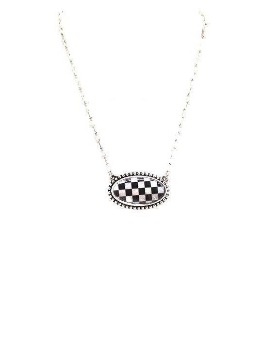 Checkered Oval Necklace for wholesale by Snowing West