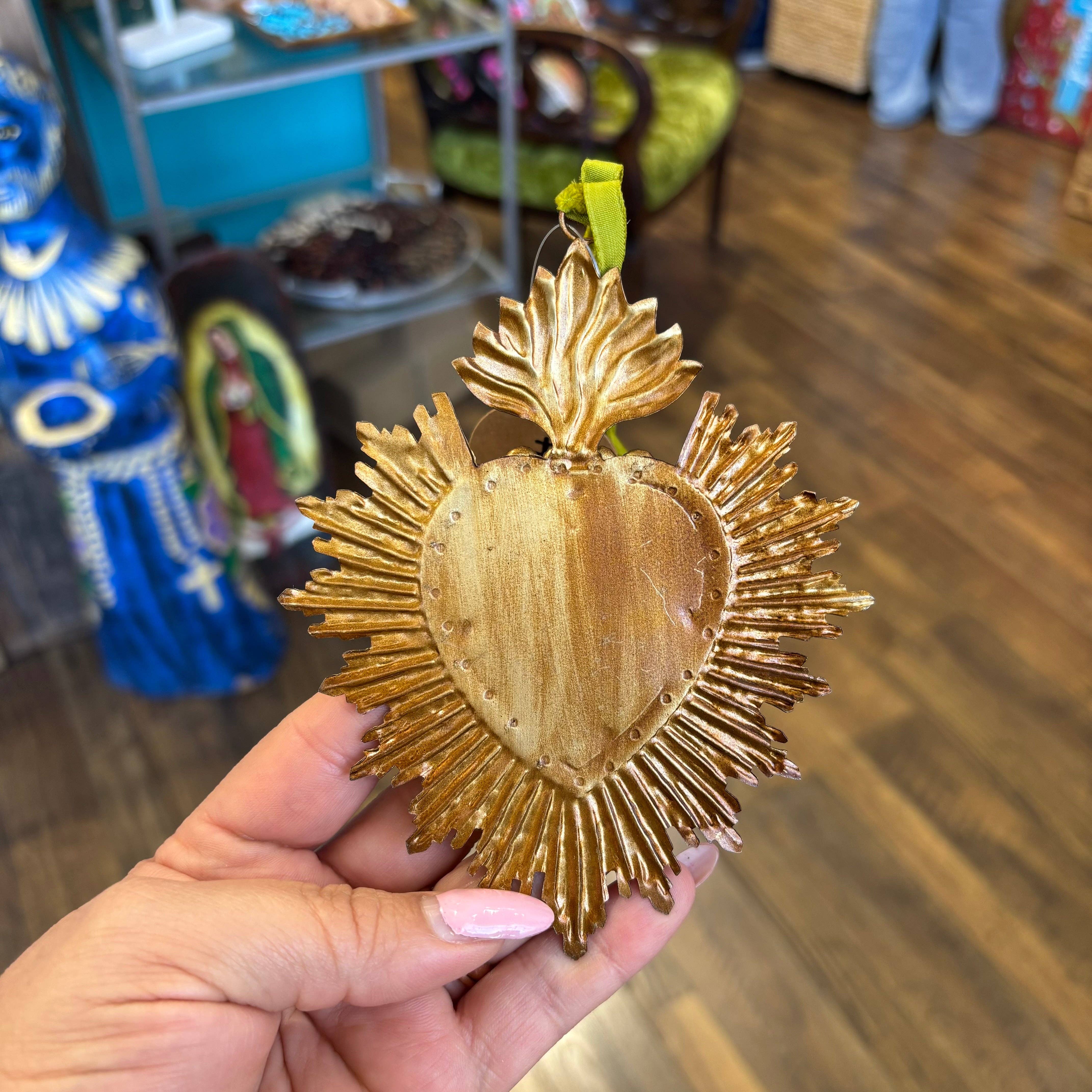 Love and Honor Jesus LLC - Wholesale Wall Mirror - Jeweled Rays Gold Sacred Heart Mirror4