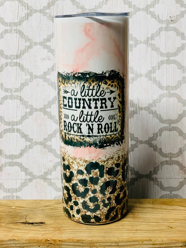 Country Rock 20oz skinny stainless steel tumbler for wholesale by Indigo Sky Mercantile