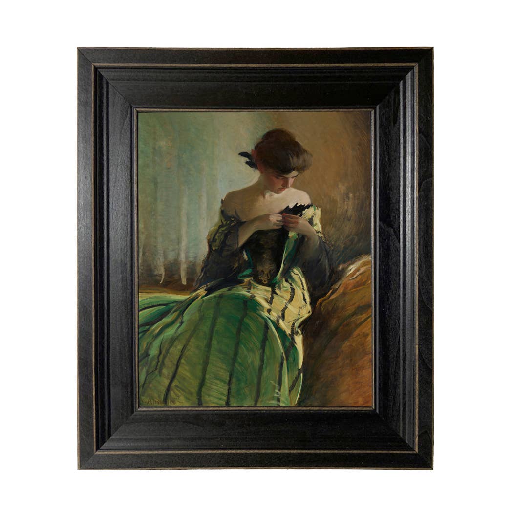 Madison Bay Co. - Historical Home Decor Reproductions - Vendita all'ingrosso Stampa artistica - Stampa su Tela Vintage di Donna in Abito Nero e Verde88