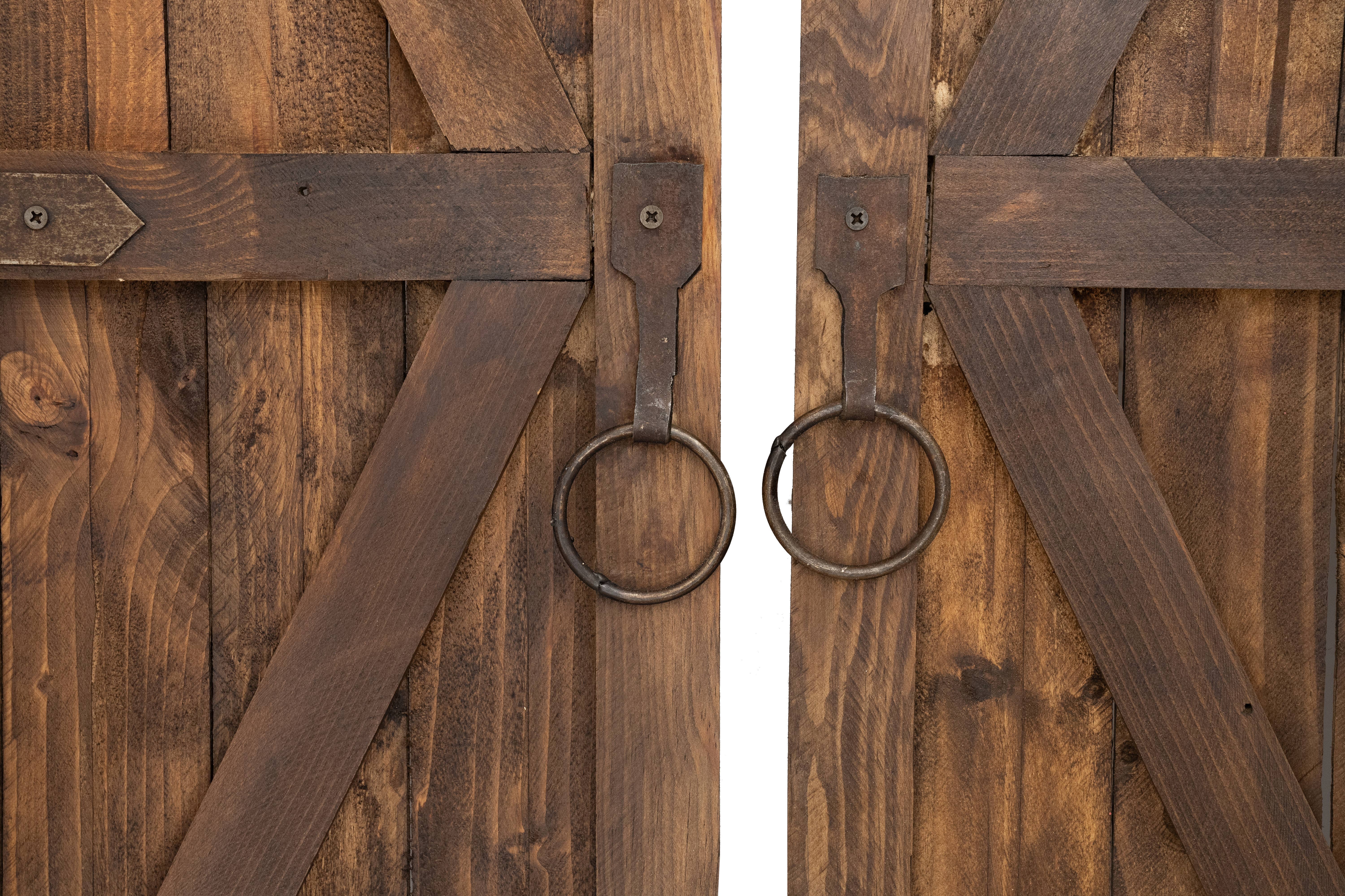 My Amigos Imports - Wholesale Wall Accent - Arched Farmhouse Wall Doors-Pair-Windows-32x48-Large-Brown2