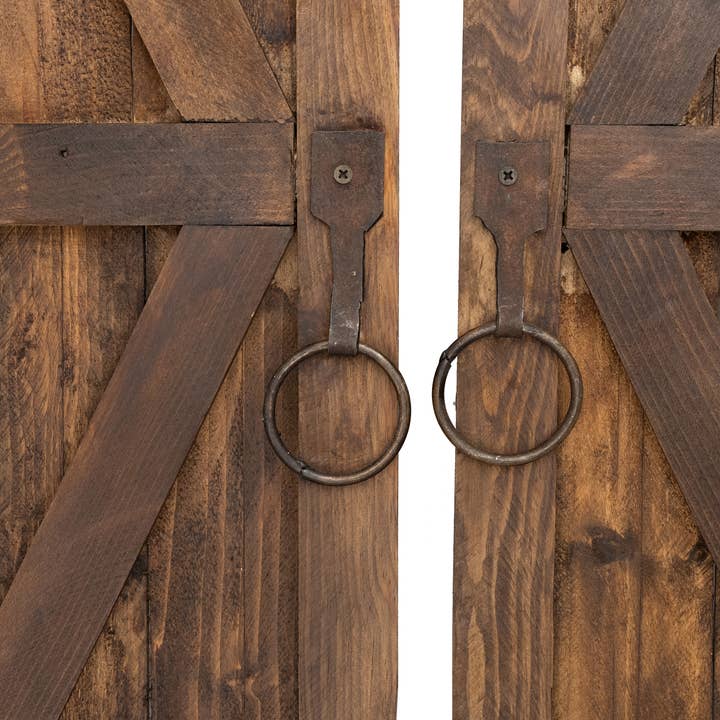 My Amigos Imports - Wholesale Wall Accent - Arched Farmhouse Wall Doors-Pair-Windows-32x48-Large-Brown2